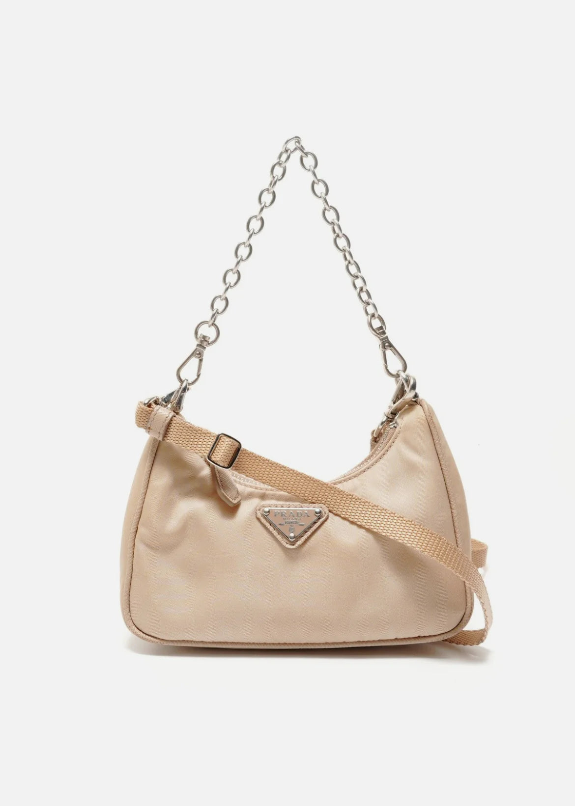 PRADA Nylon 2-Way Mini Shoulder Bag beige