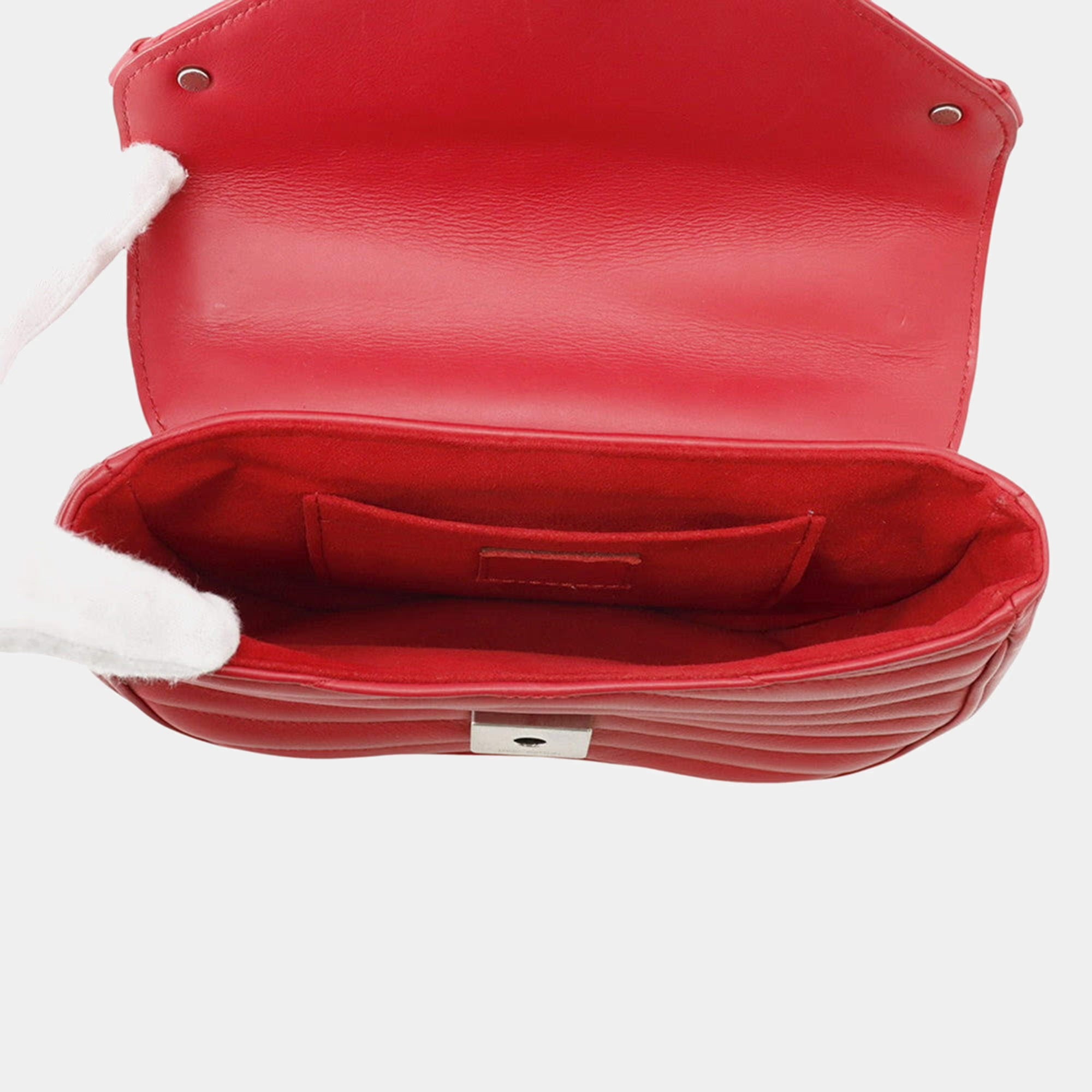 Louis Vuitton New Wave Chain Bag Red Leather Size Pm