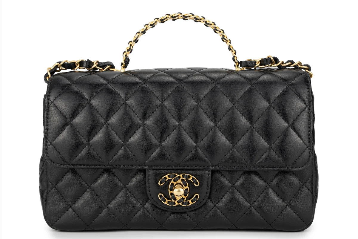 Chanel Flapbag With Handle Labmbskin Black GHW