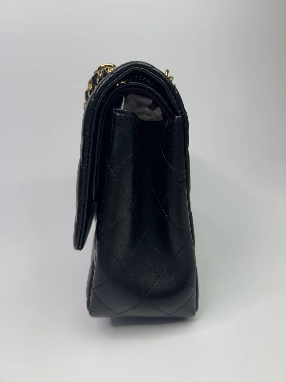 CHANEL BLACK LAMBSKIN LEATHER JUMBO CLASSIC DOUBLE FLAP GOLD HARDWARE