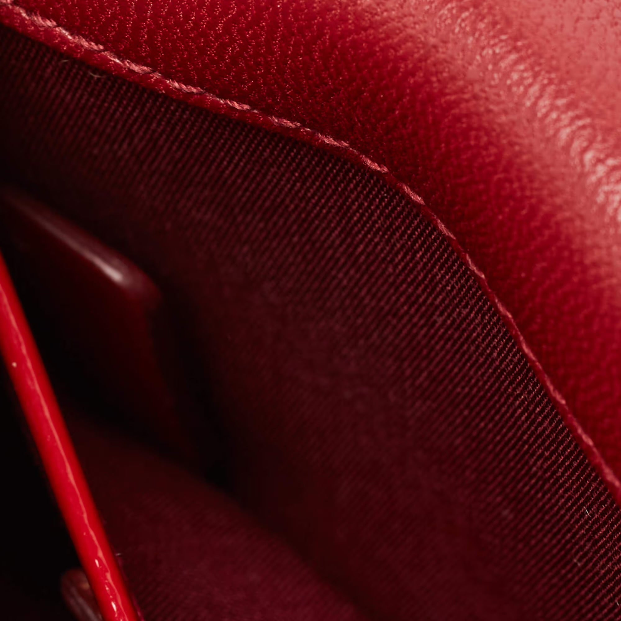 Dior Lady Dior Red Cannage Patent Leather Chain Clutch