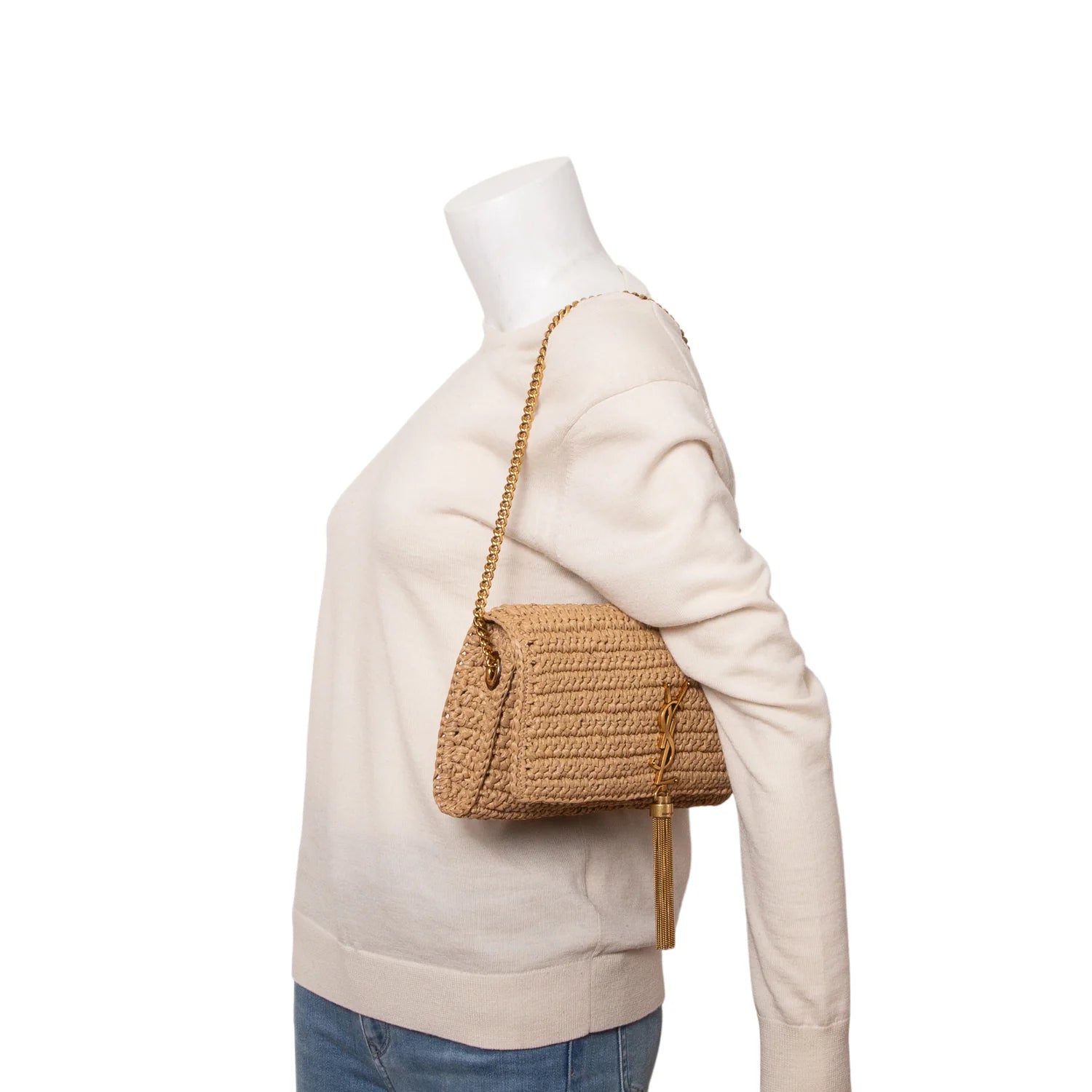 Saint Laurent 2025 Raffia Monogram Tassel Kate 99