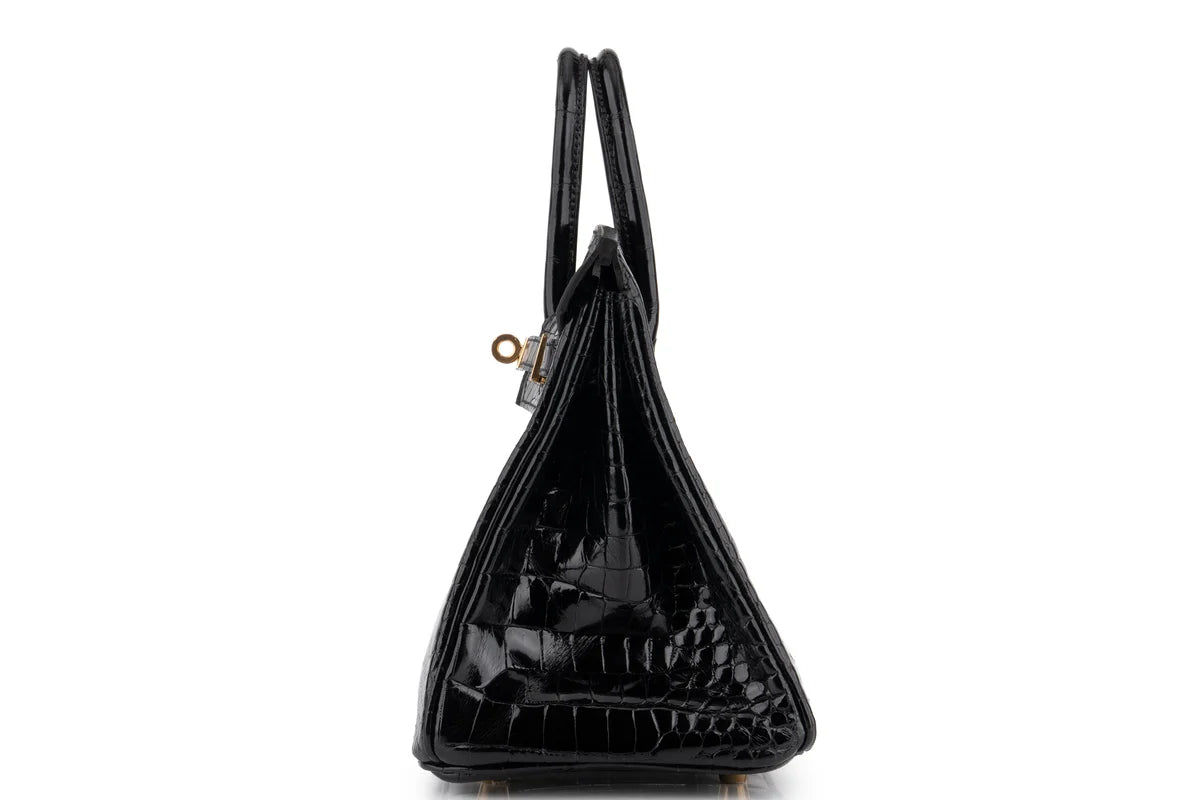 Hermès Birkin 25 Crocodile Porosus Noir GHW