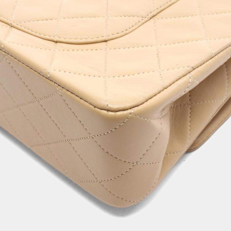Chanel Classic Medium Beige Lambskin Leather Shoulder Bag
