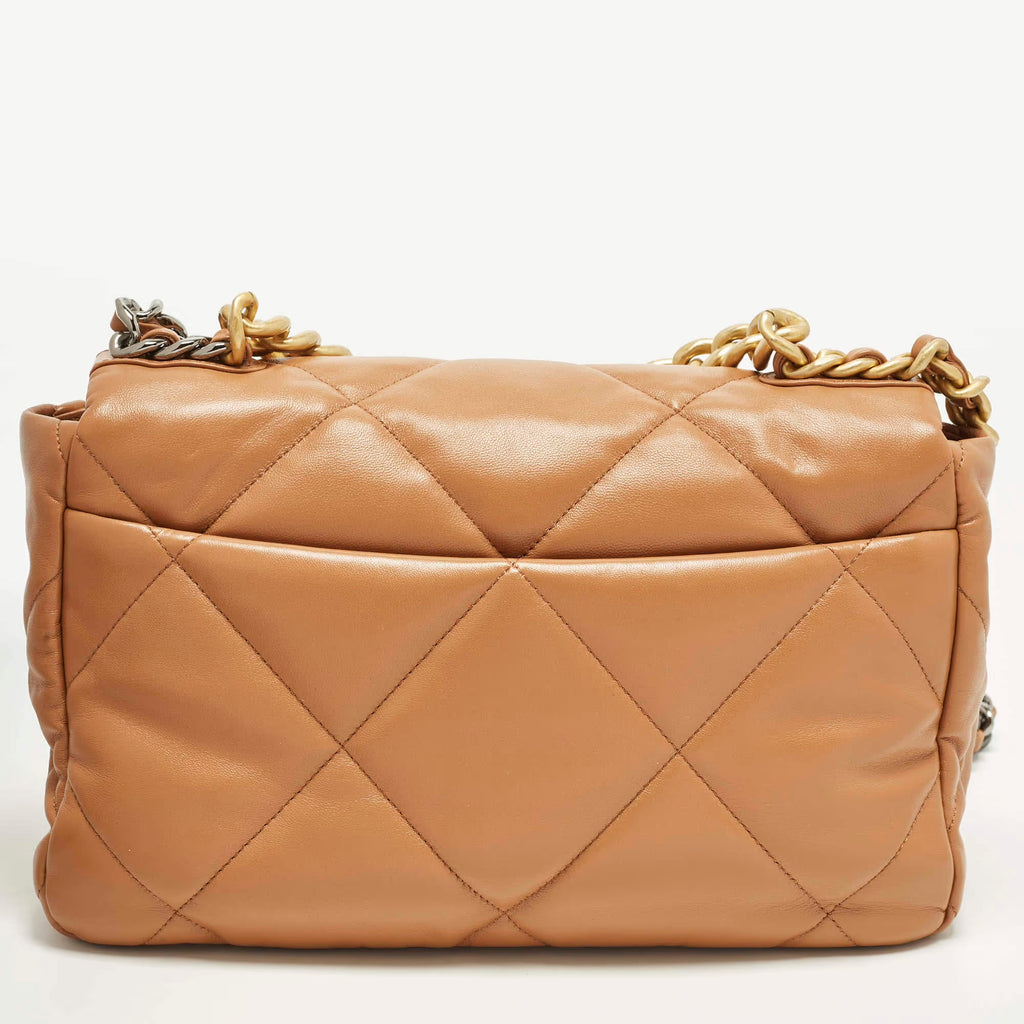 Chanel 19 Large Brown Quilted Leather Flap Bag