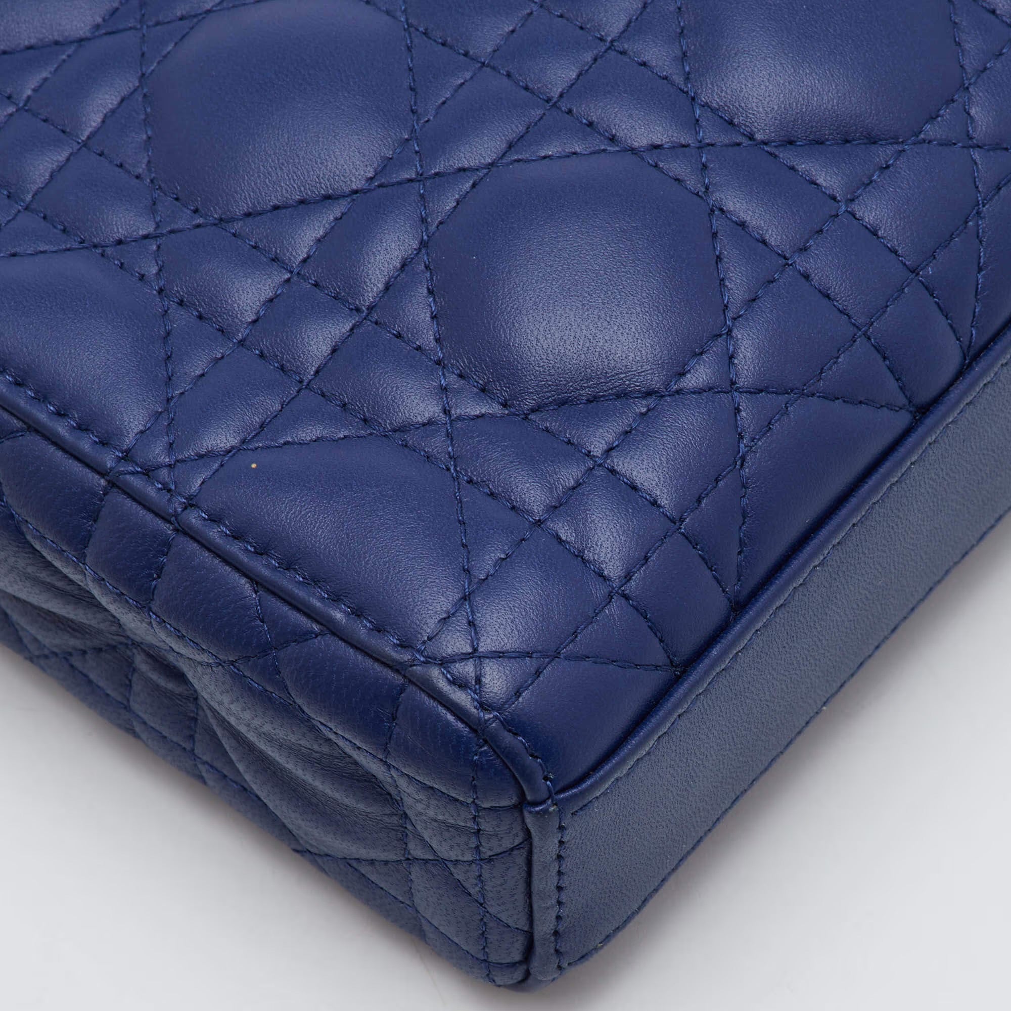 Dior Lady D-Joy Medium Navy Blue Cannage Leather Tote