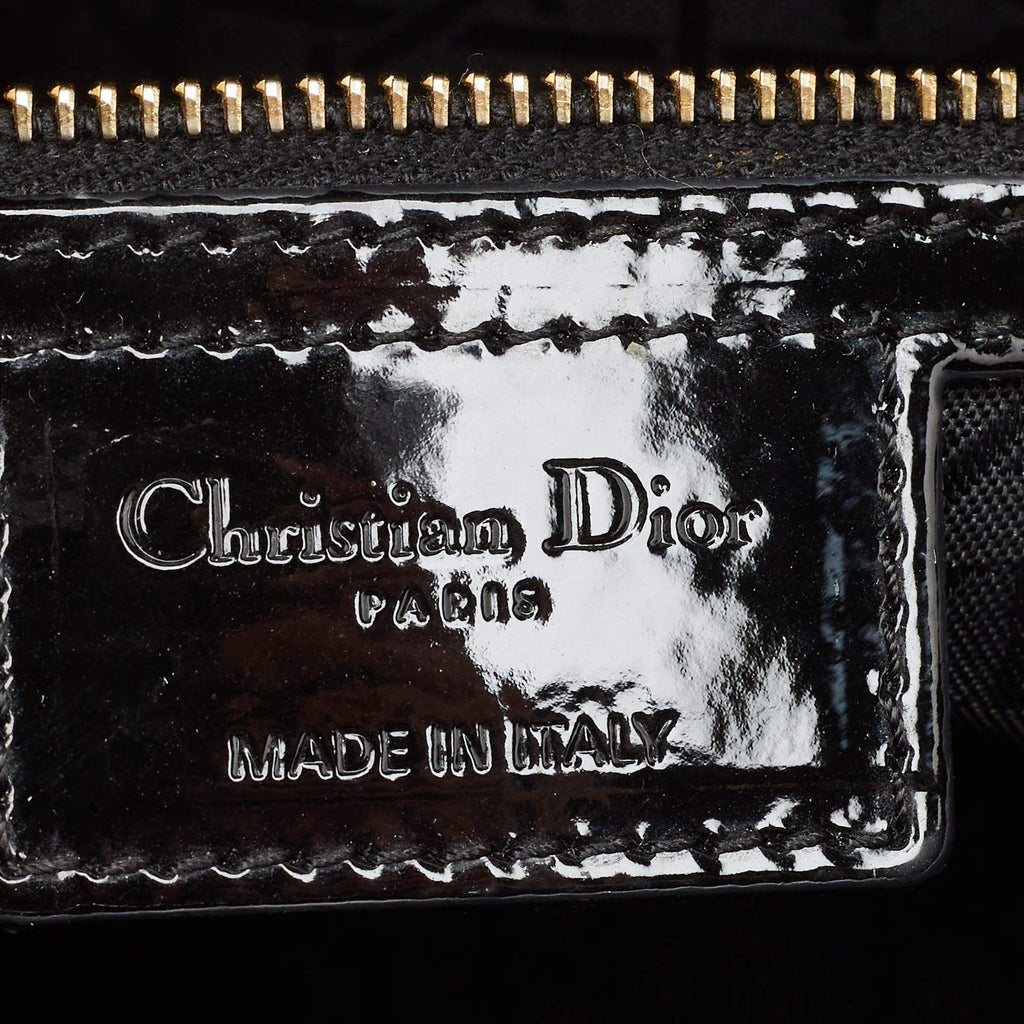 Dior Lady Dior Large Black Cannage Patent Leather Tote