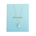 Tiffany & Co 18k Yellow Gold Diamond Signature Pearl Pendant Necklace