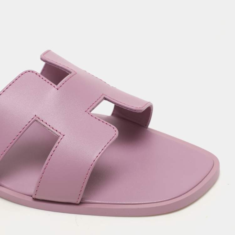 Hermes Bruyère Leather Oran Flat Sandals Size 41.5