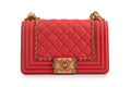 Chanel Quilted Chain Around Small Boy Lamskin Watermelon Red GHW