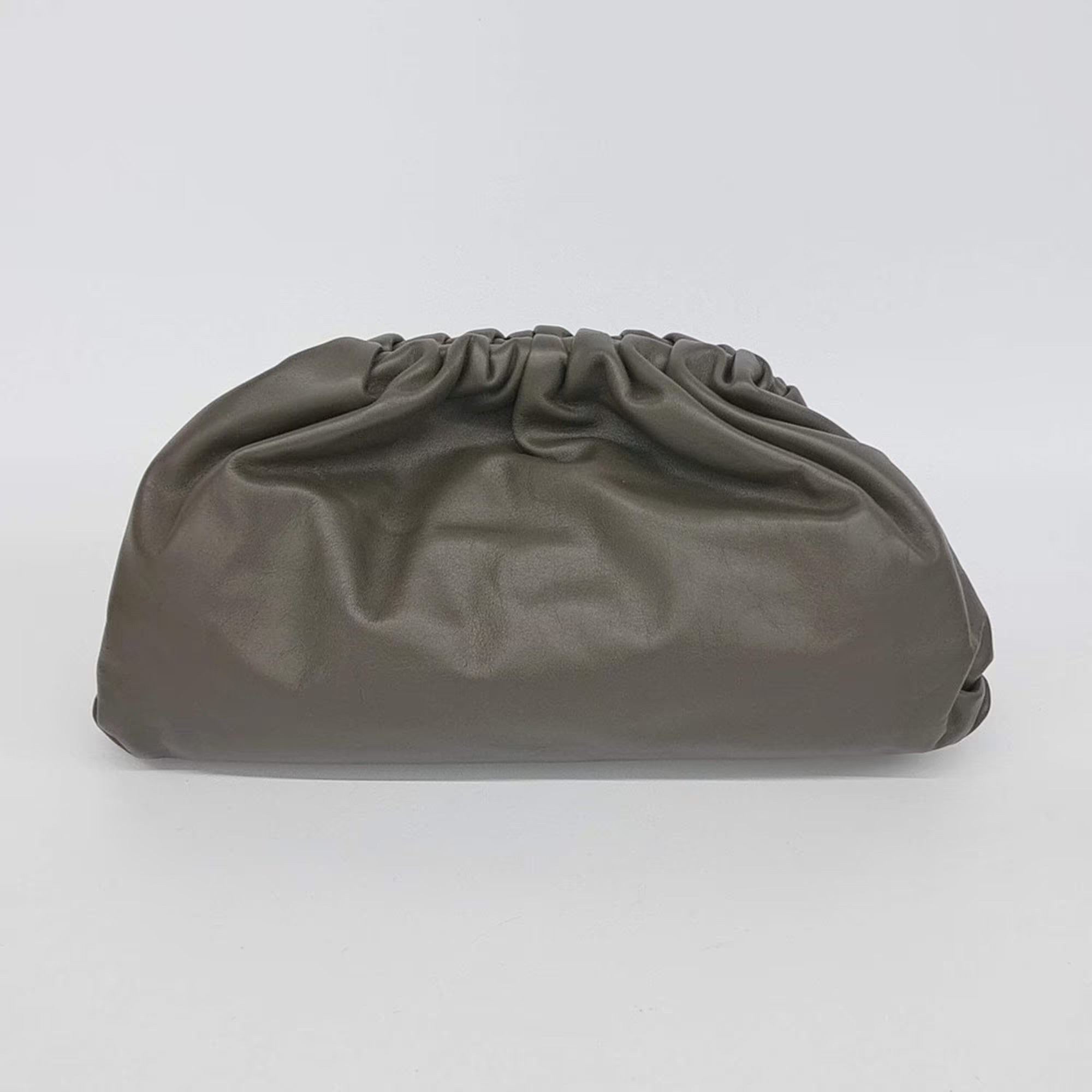Bottega Veneta The Pouch Large Olive Green Butter Calfskin Leather Clutch Bag