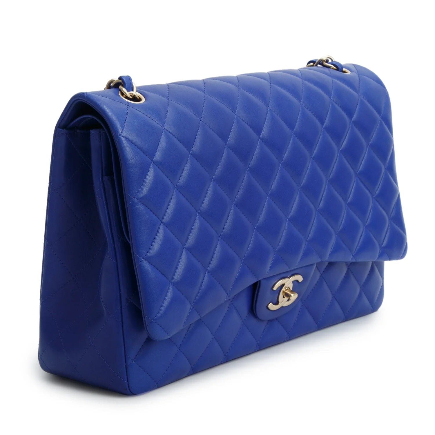 Chanel Blue Quilted Lambskin Leather Classic Maxi Double Flap Bag
