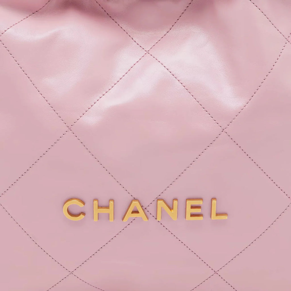 Chanel Light Pink Quilted Shiny Leather Small 22 Bag