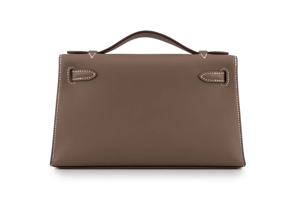 Hermès Mini Kelly Pochette Swift Calf Skin Etoupe GHW