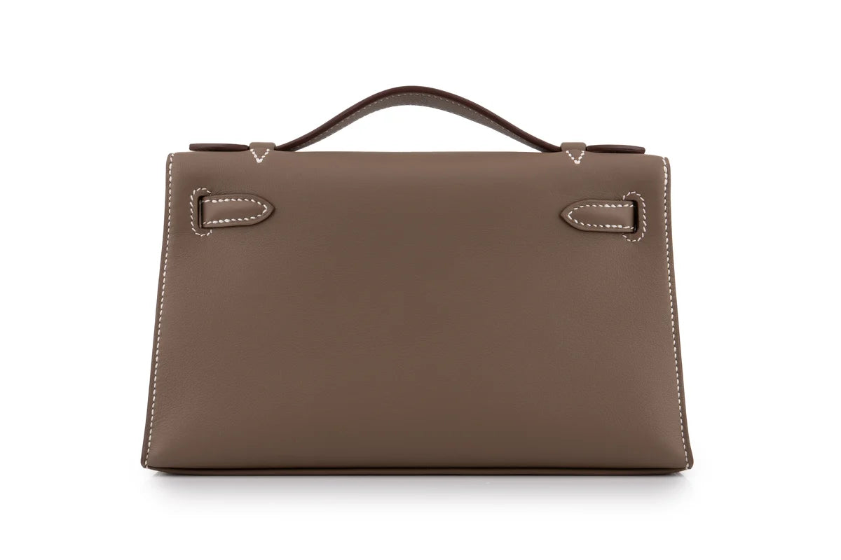 Hermès Mini Kelly Pochette Swift Calf Skin Etoupe GHW