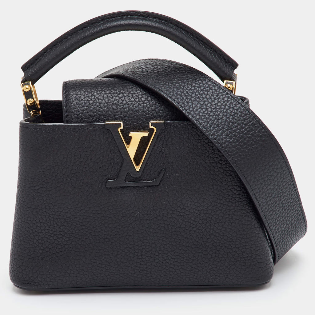 Louis Vuitton Capucines Mini Black Leather Bag