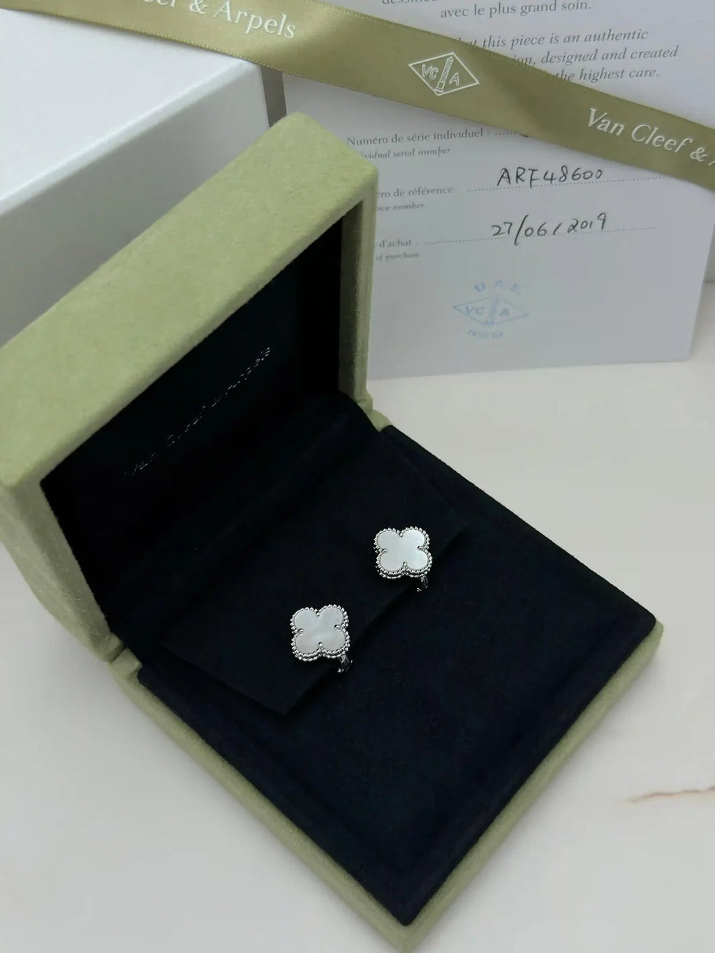 Van Cleef And Arpels Vintage Alhambra Earrings White Mother Of Pearl