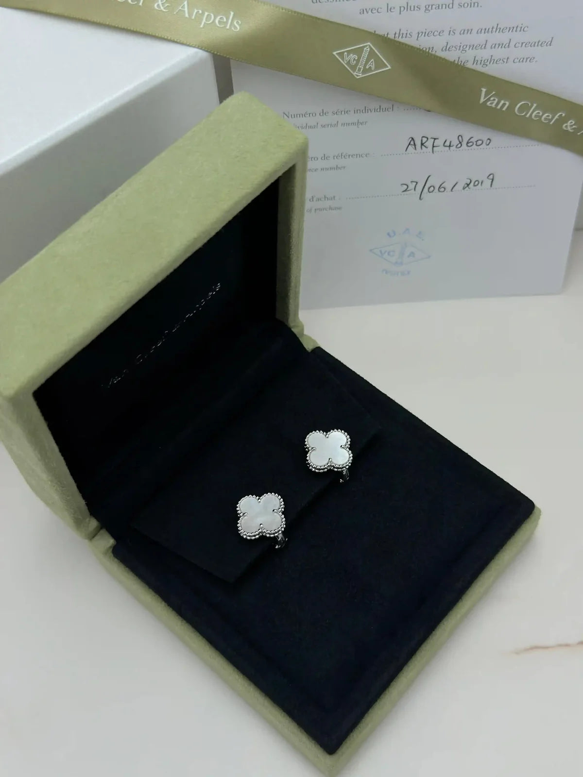 Van Cleef And Arpels Vintage Alhambra Earrings White Mother Of Pearl