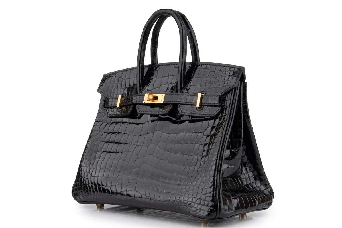 Hermès Birkin 25 Crocodile Porosus Noir GHW