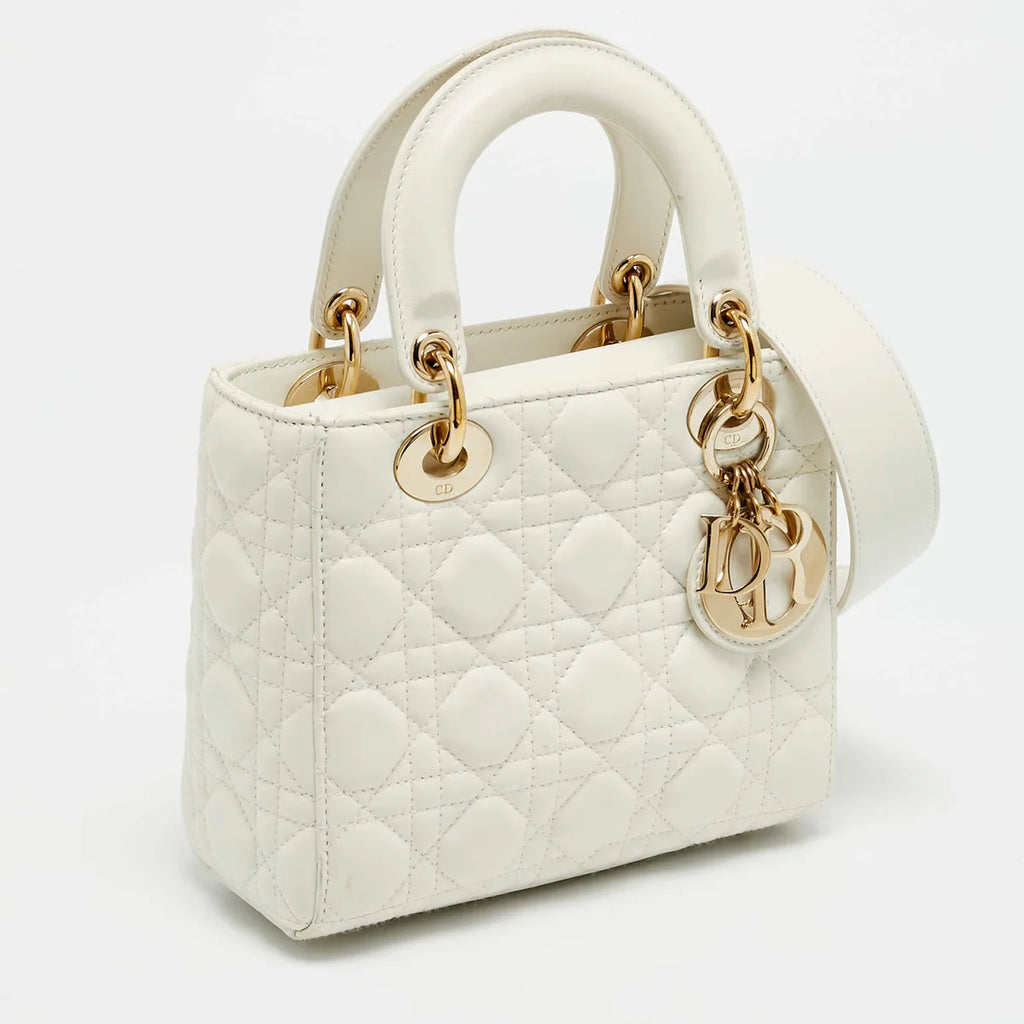 Dior Lady Dior My ABCDior Small White Cannage Leather Tote