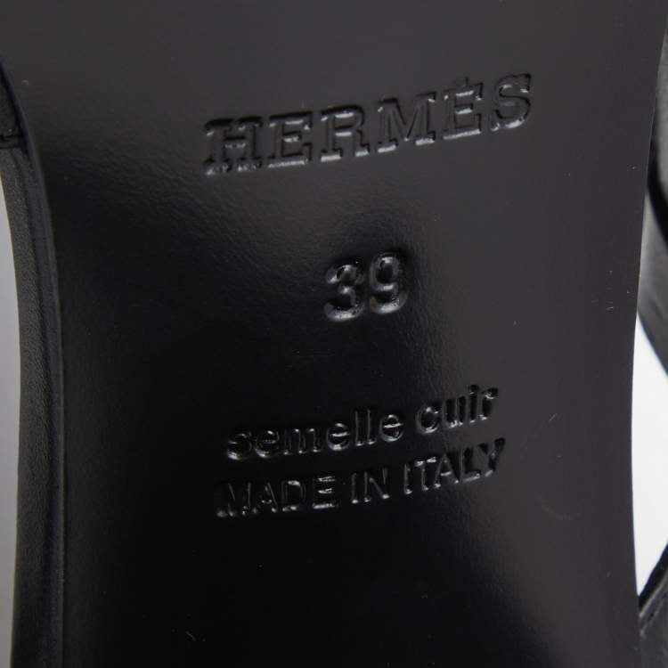 Hermès Black Leather Eve Sandals Size 39