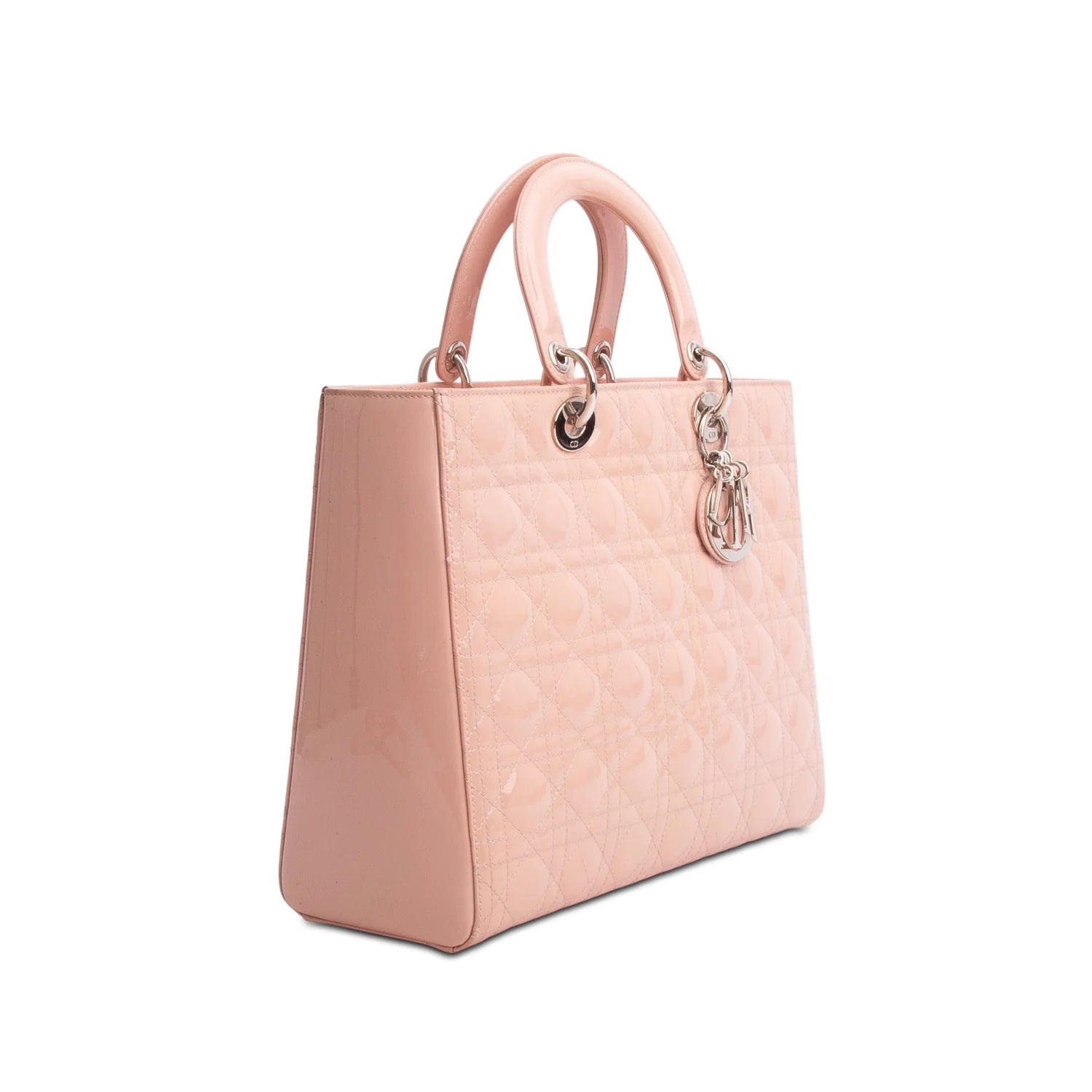 Dior Pink Cannage Patent Leather Large Lady Dior