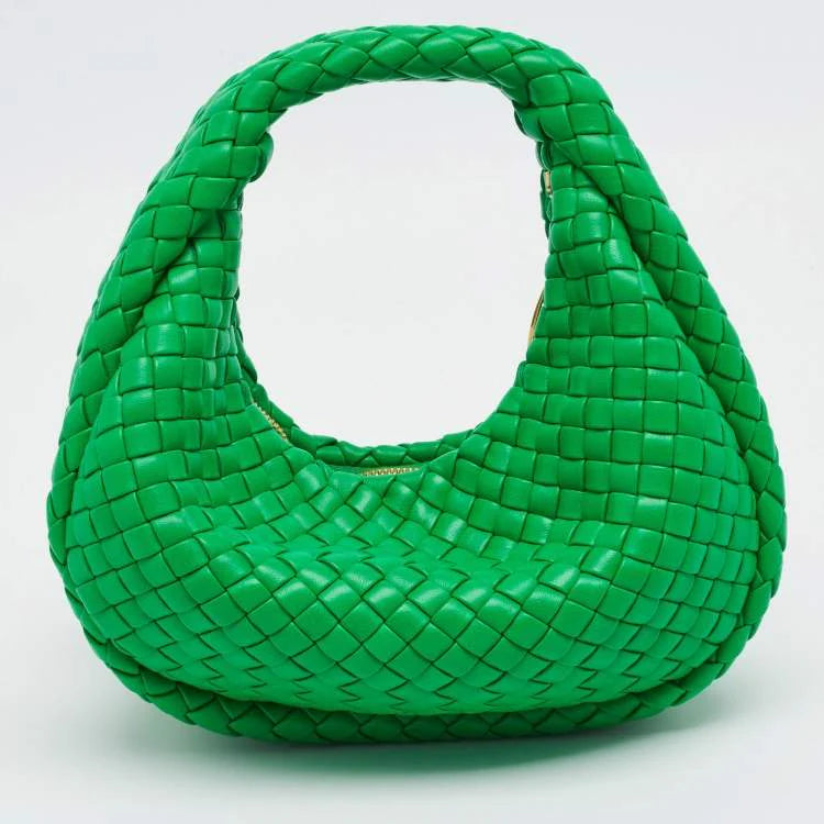 Bottega Veneta Padded Jodie Mini Green Intrecciato Leather Hobo