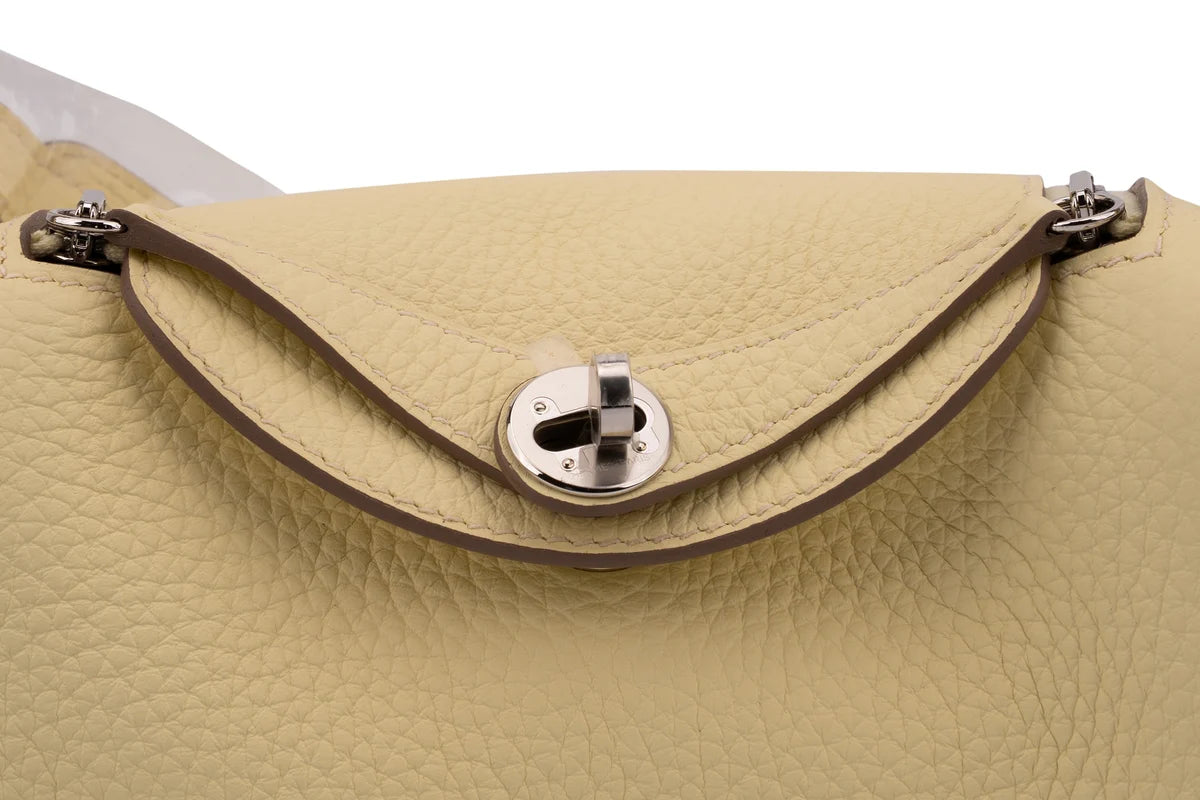 Hermès Mini Lindy Clemence Jaune Milton PHW