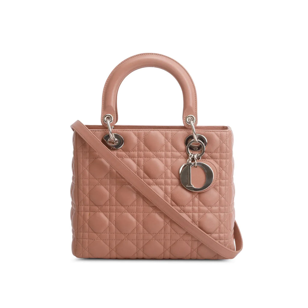 Christian Dior Pink Cannage Lambskin Leather Medium Lady Dior Bag