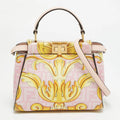 Fendi x Versace Fendace Peekaboo Mini Pink/Yellow Zucca Baroque Print Leather Top Handle Bag
