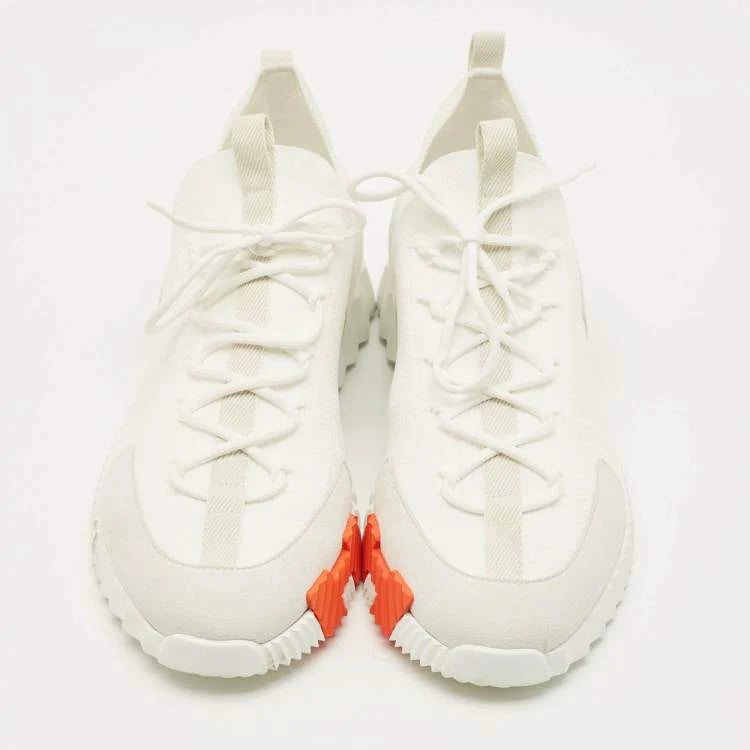 Hermes Lift Size 45 White Fabric and Suede Slip On Sneakers