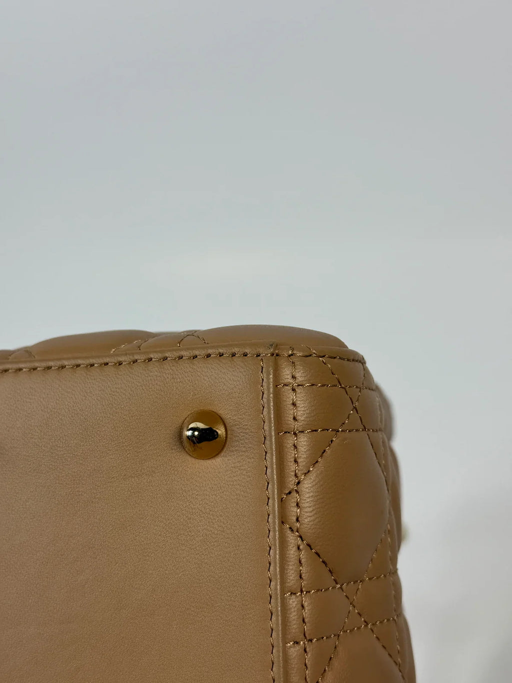 CHRISTIAN DIOR MEDIUM LADY DIOR BAG IN SAND WITH GOLD HARDWARE