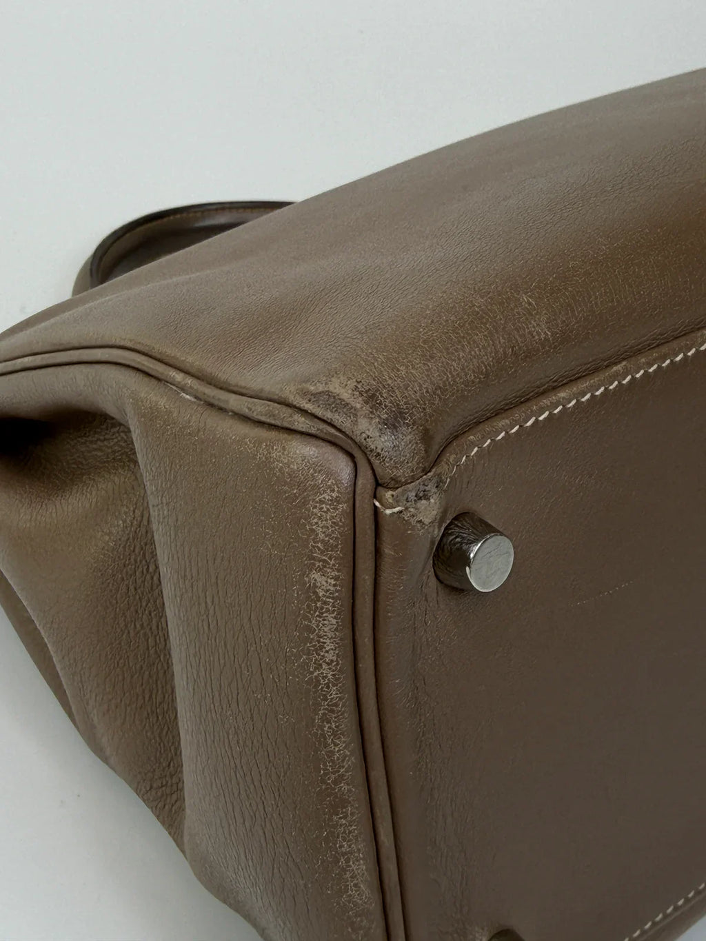 HERMÈS KELLY 32 IN ETOUPE SWIFT LEATHER WITH PALLADIUM HARDWARE
