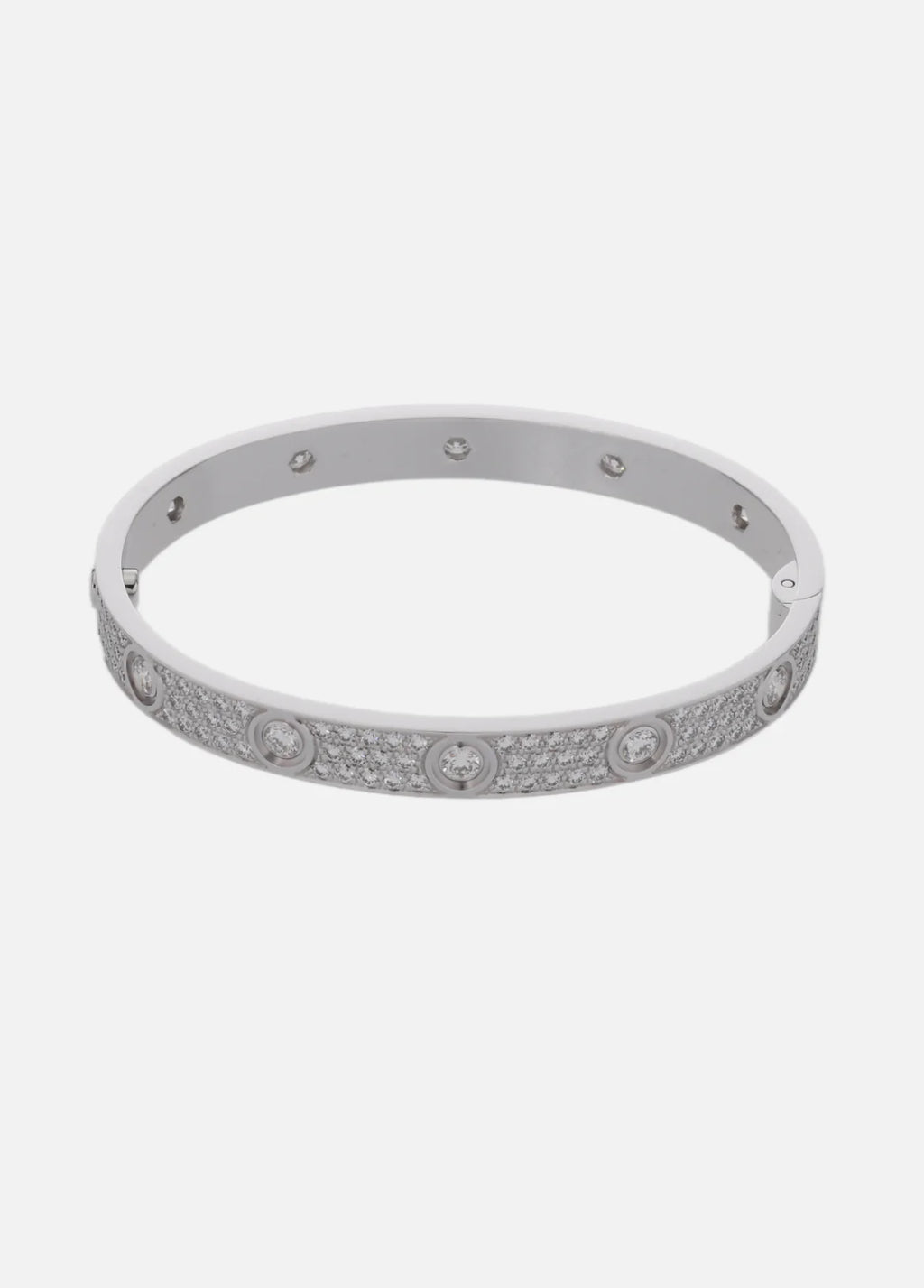 CARTIER Love Bracelet Full Pave Diamond In 18K White Gold Size 16