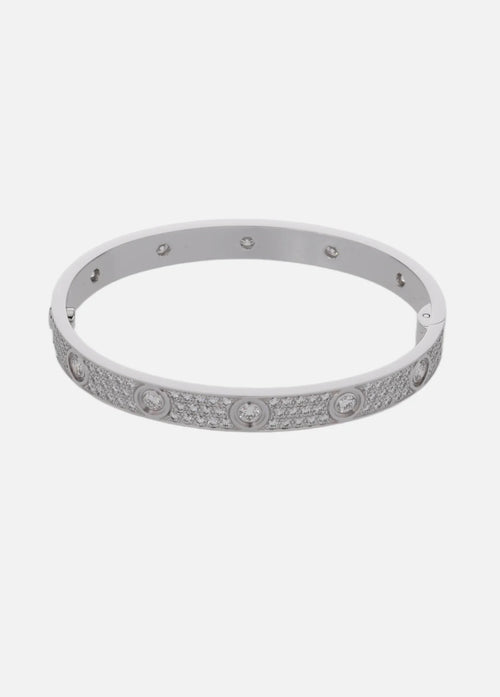 CARTIER Love Bracelet Full Pave Diamond In 18K White Gold Size 16