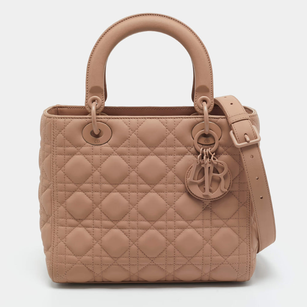 Dior Lady Dior Medium Beige Ultra Matte Cannage Leather Tote