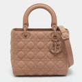 Dior Lady Dior Medium Beige Ultra Matte Cannage Leather Tote