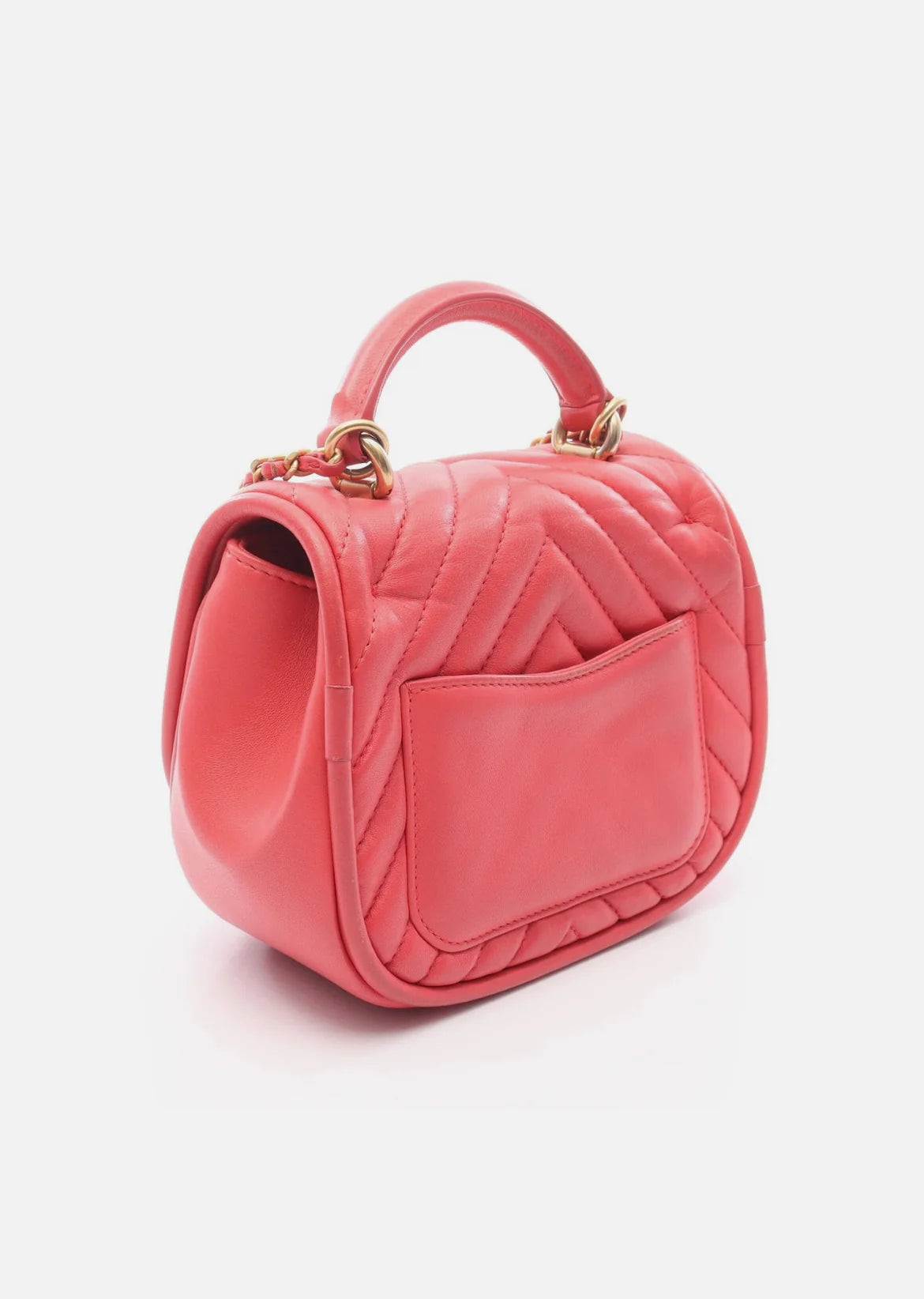 Chanel V 2WAY Shoulder Bag Pink Lambskin Leather
