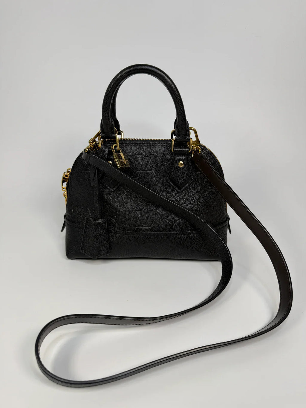 LOUIS VUITTON ALMA BB IN EMPREINTE BLACK MONOGRAM WITH GOLD HARDWARE