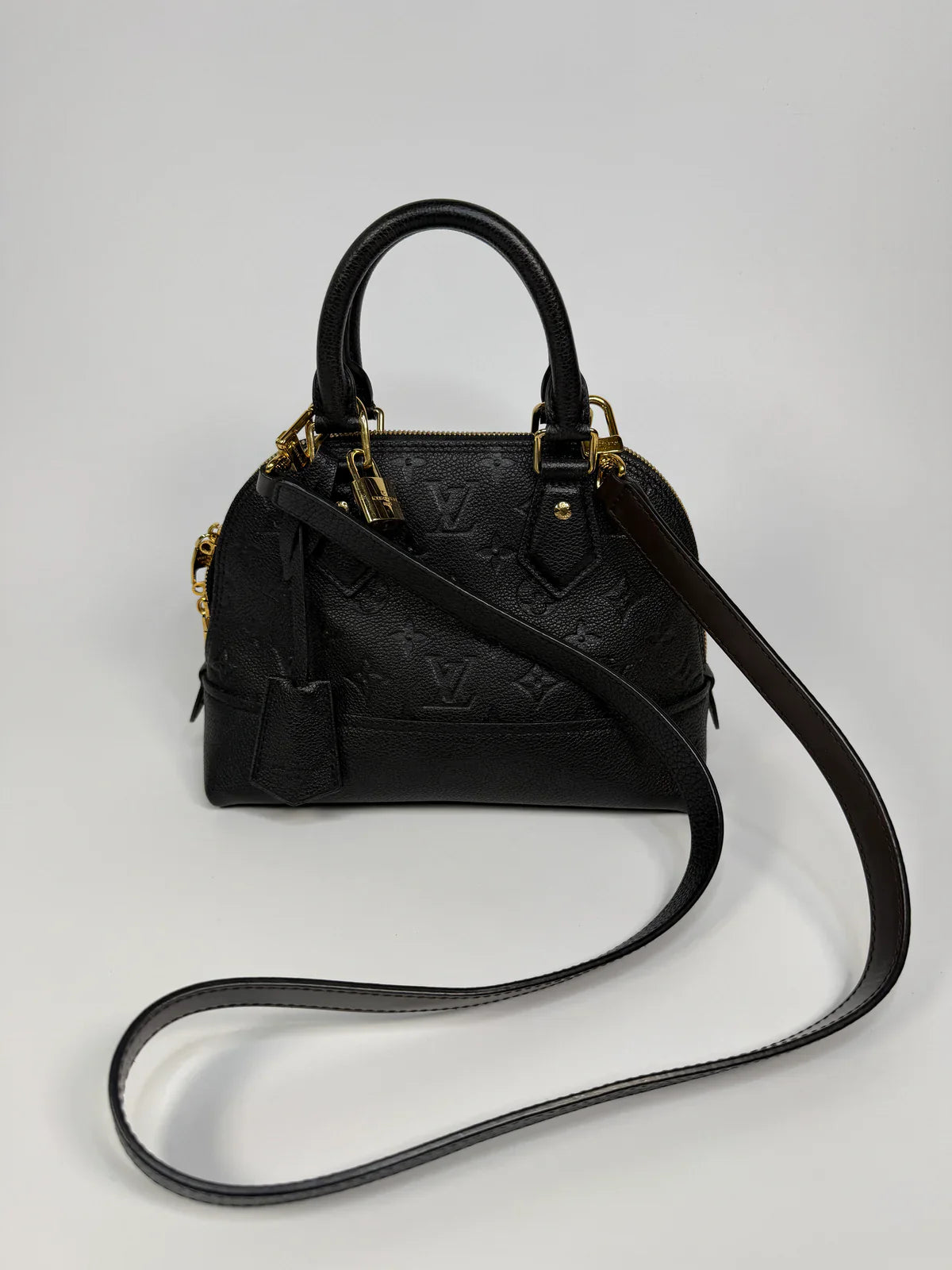 LOUIS VUITTON ALMA BB IN EMPREINTE BLACK MONOGRAM WITH GOLD HARDWARE
