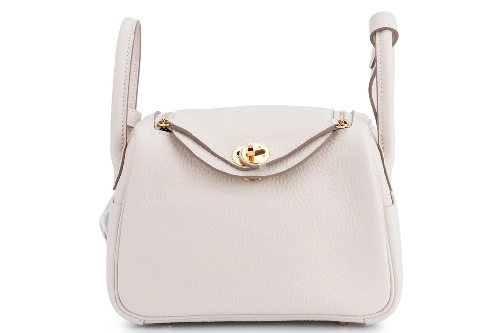 Hermès Mini Lindy Clemence Craie GHW