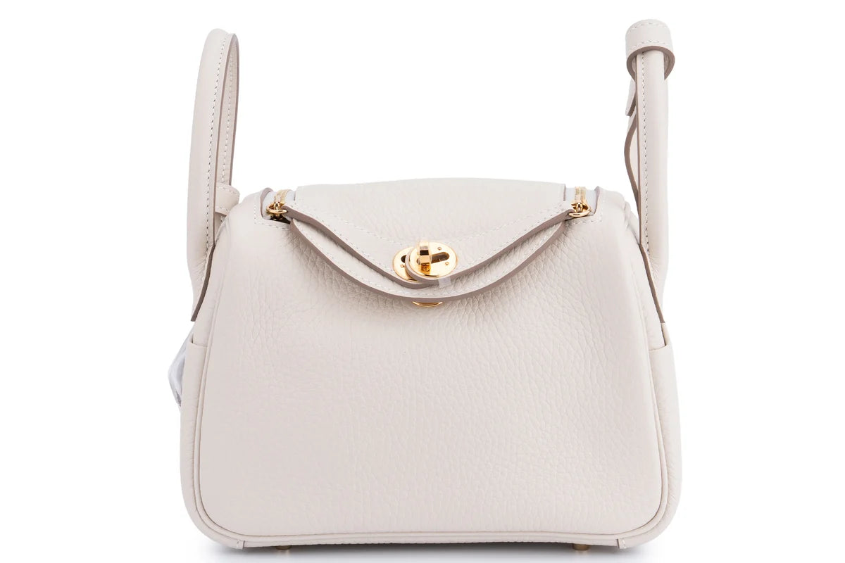 Hermès Mini Lindy Clemence Craie GHW