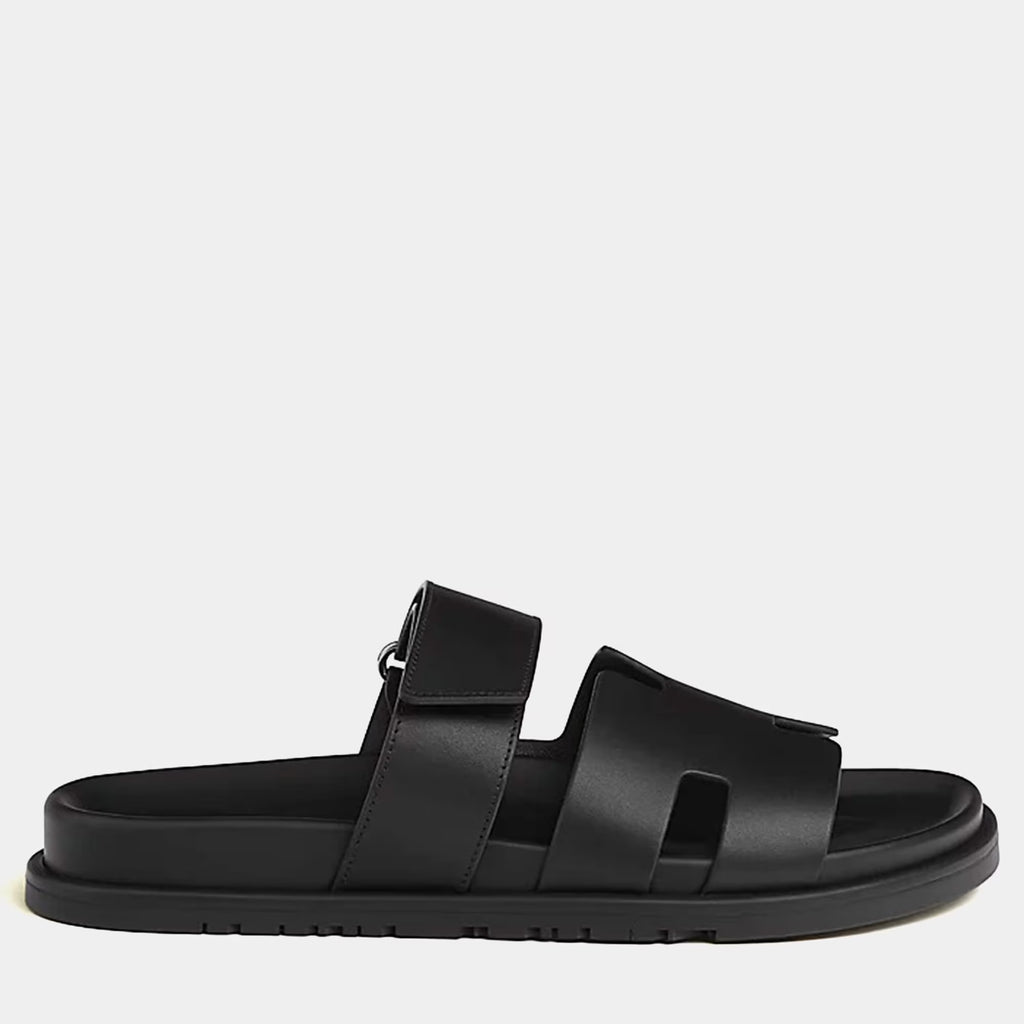 Hermes Chypre Sandal Size 39 Noir Calfskin