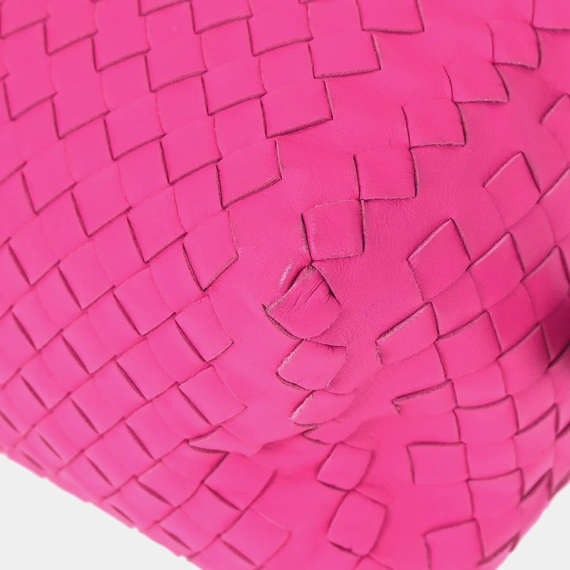 Bottega Veneta Intrecciato Barrel Pink Lambskin Leather Handbag