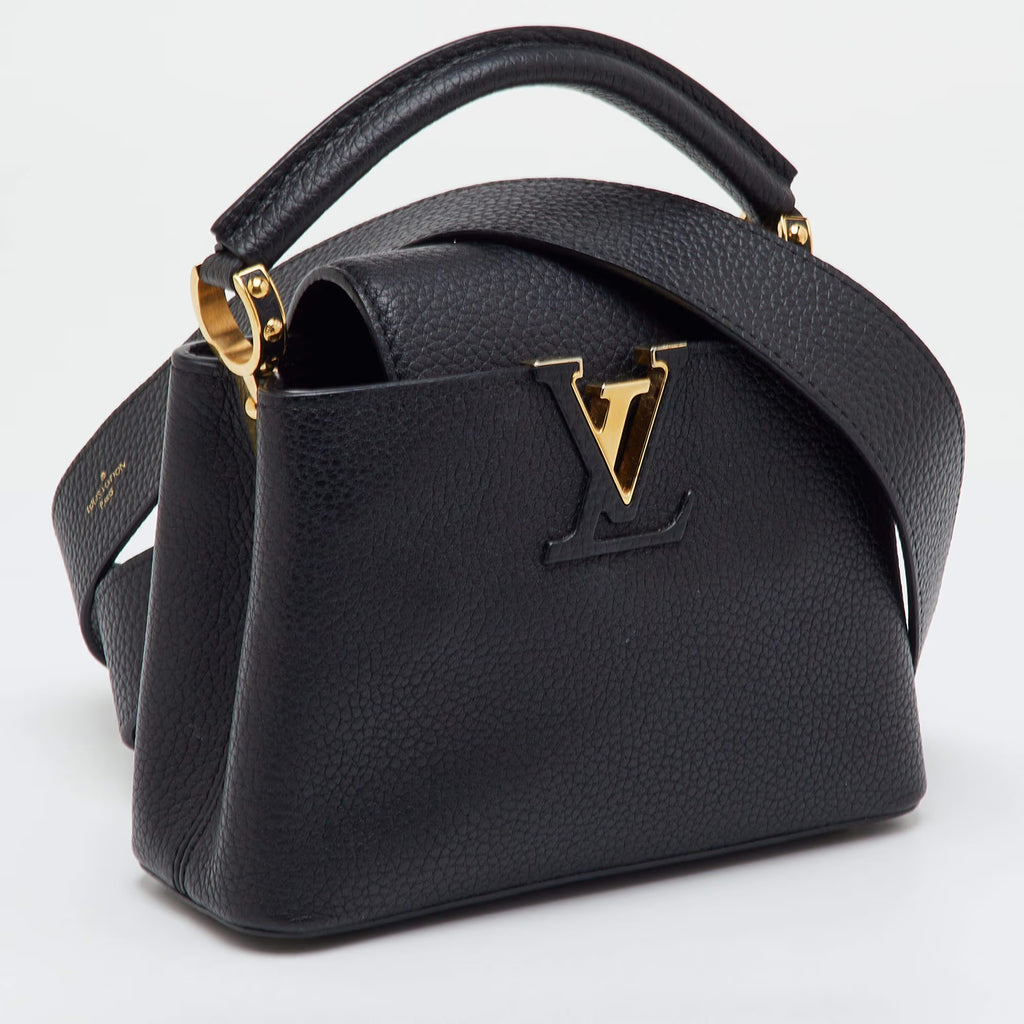 Louis Vuitton Capucines Mini Black Leather Bag