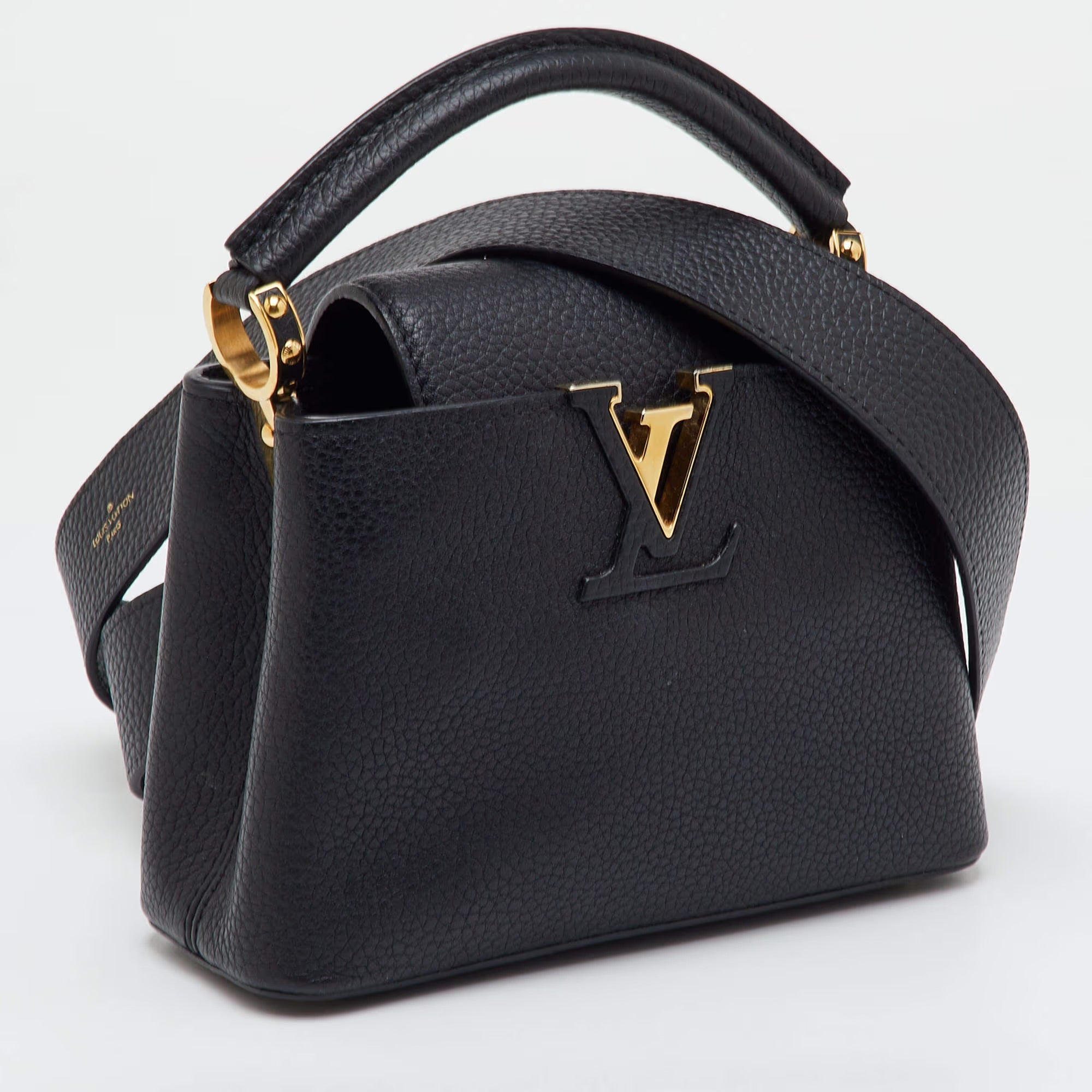 Louis Vuitton Capucines Mini Black Leather Bag