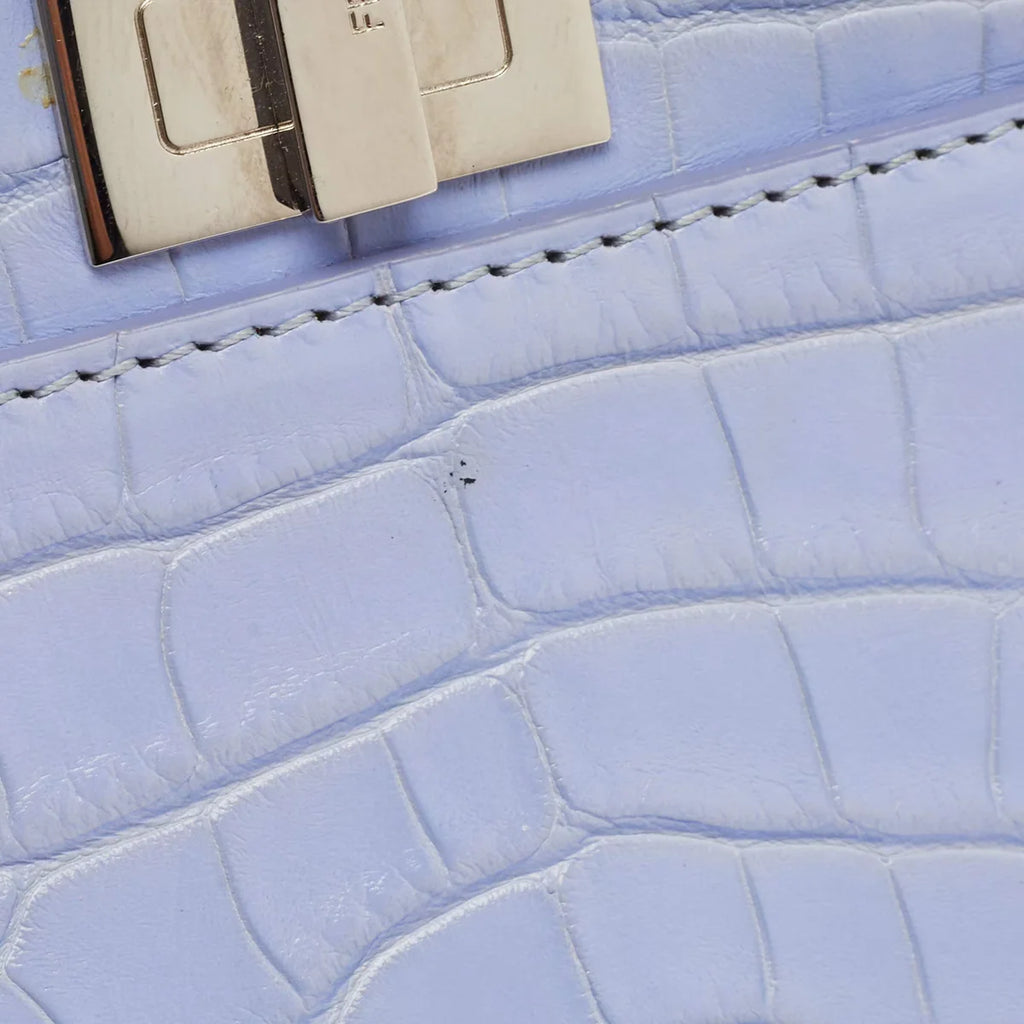 Fendi Light Blue Crocodile Micro Peekaboo Top Handle Bag