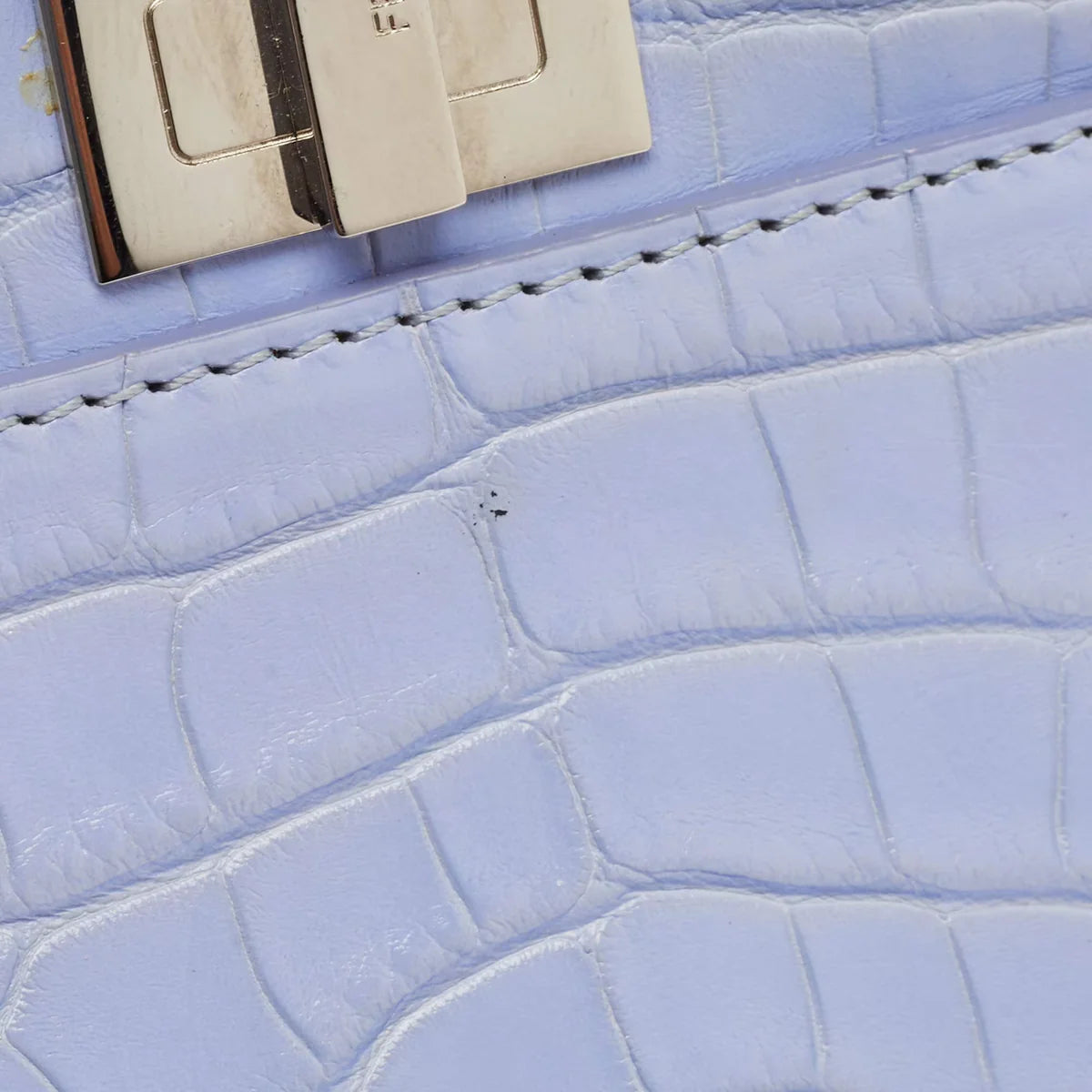 Fendi Light Blue Crocodile Micro Peekaboo Top Handle Bag