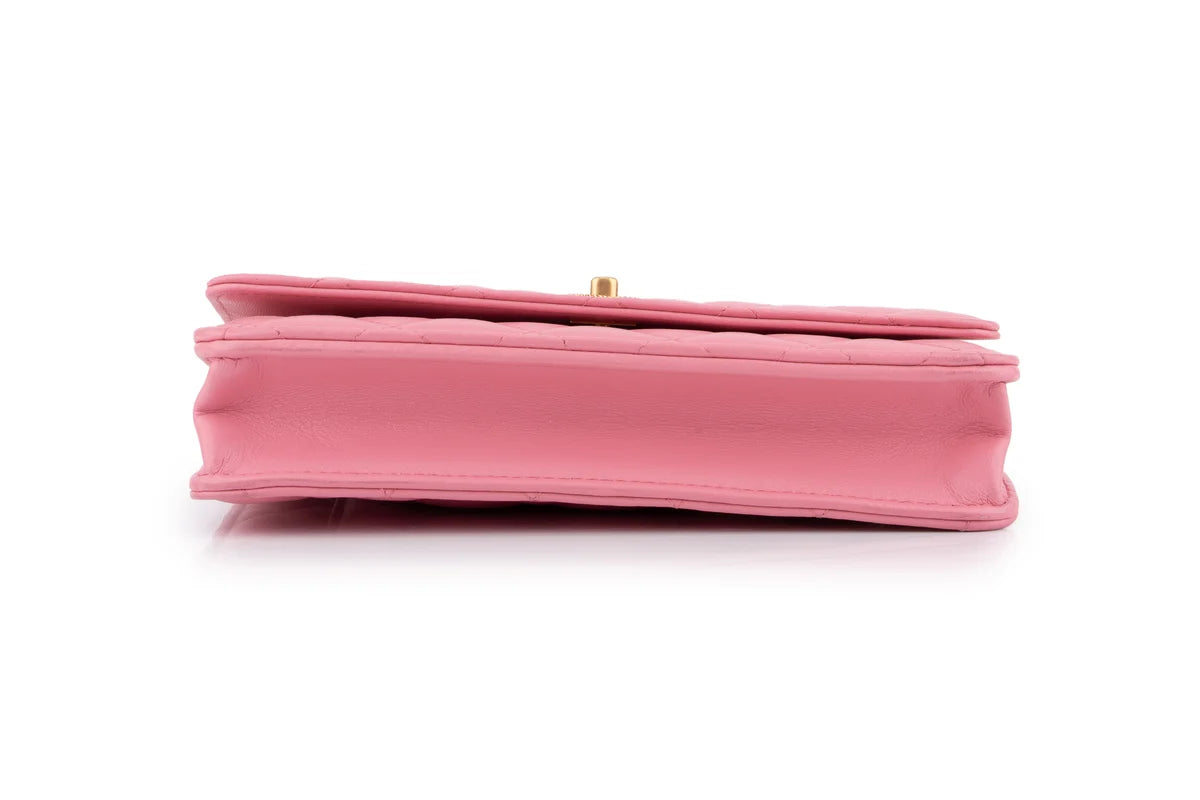 Chanel Quilted Top Handle WOC Lambskin Pink GHW