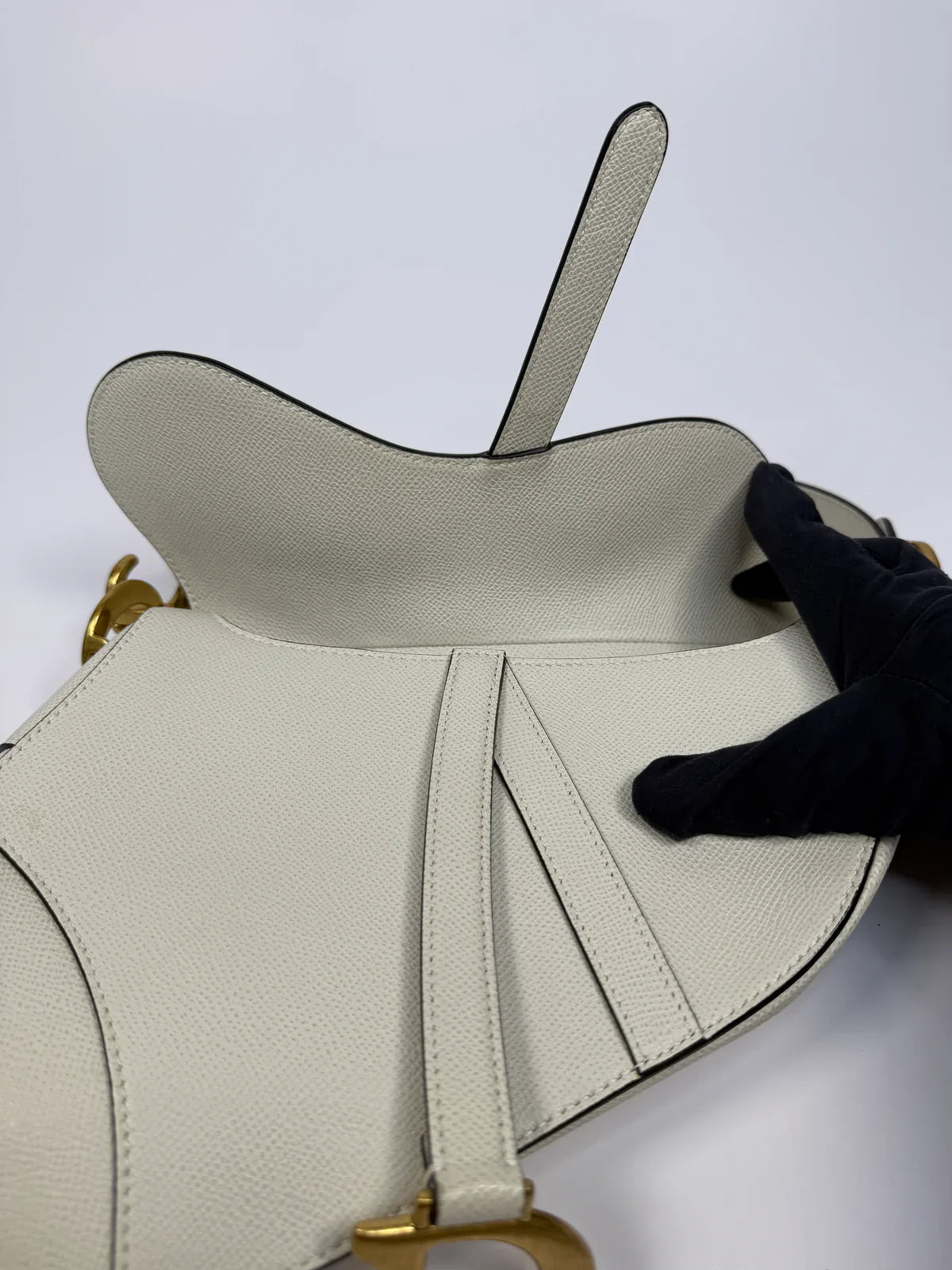 CHRISTIAN DIOR SADDLE BAG IN LATTE WITH GOLD HARDWARE